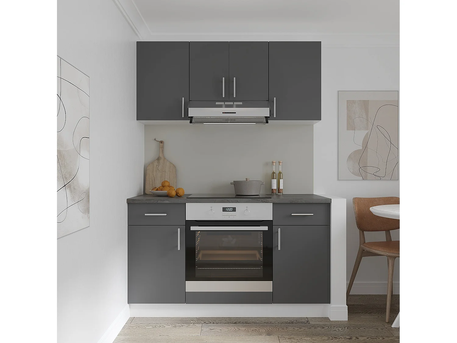 Mueble alto haaus Karo, 1 puerta de cristal, Antracita/Blanco, 40 x 30 x 60 cm