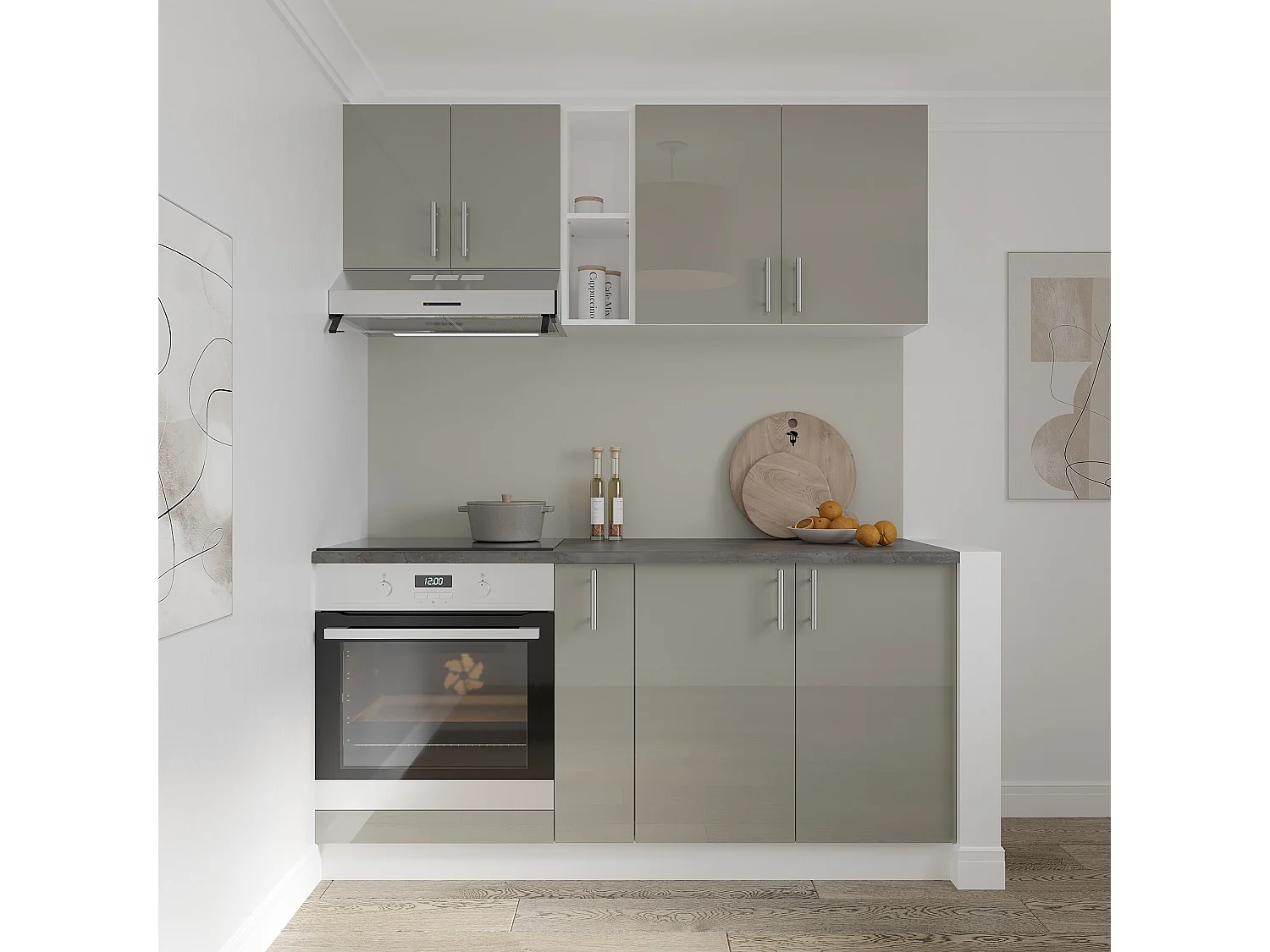 Base Jolly haaus Karo, Grigio Lucido/Bianco, MDF, 20 x 50 x 80 cm