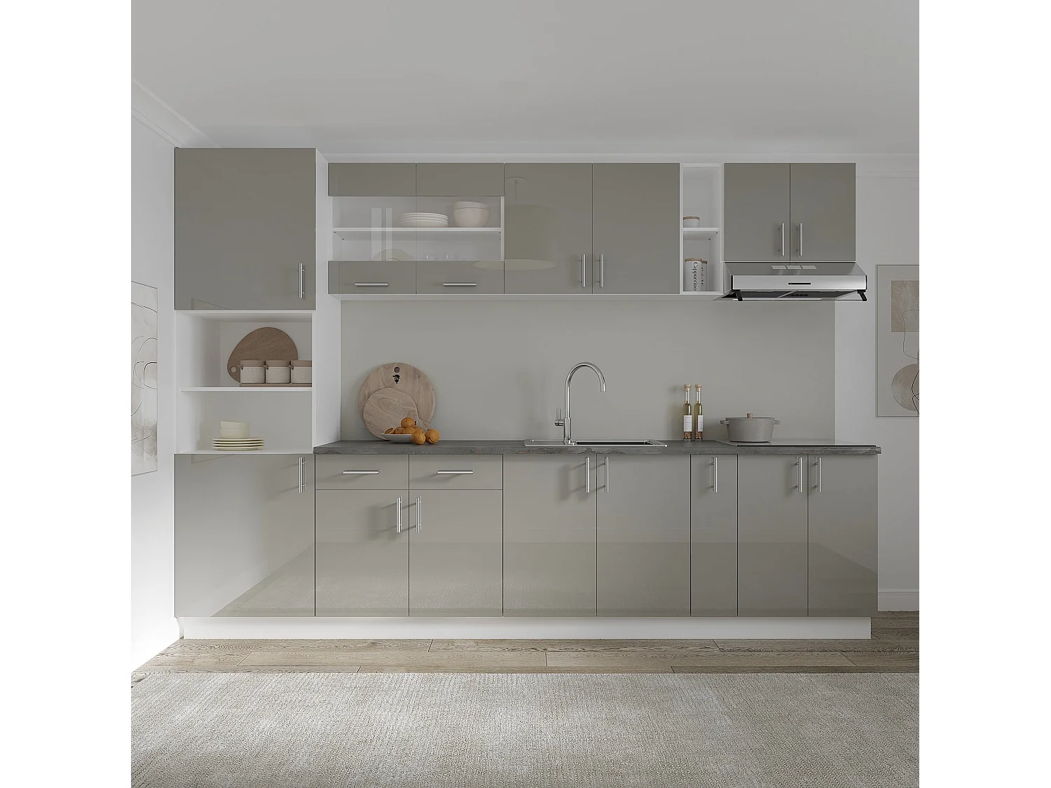 Base Jolly haaus Karo, Grigio Lucido/Bianco, MDF, 20 x 50 x 80 cm