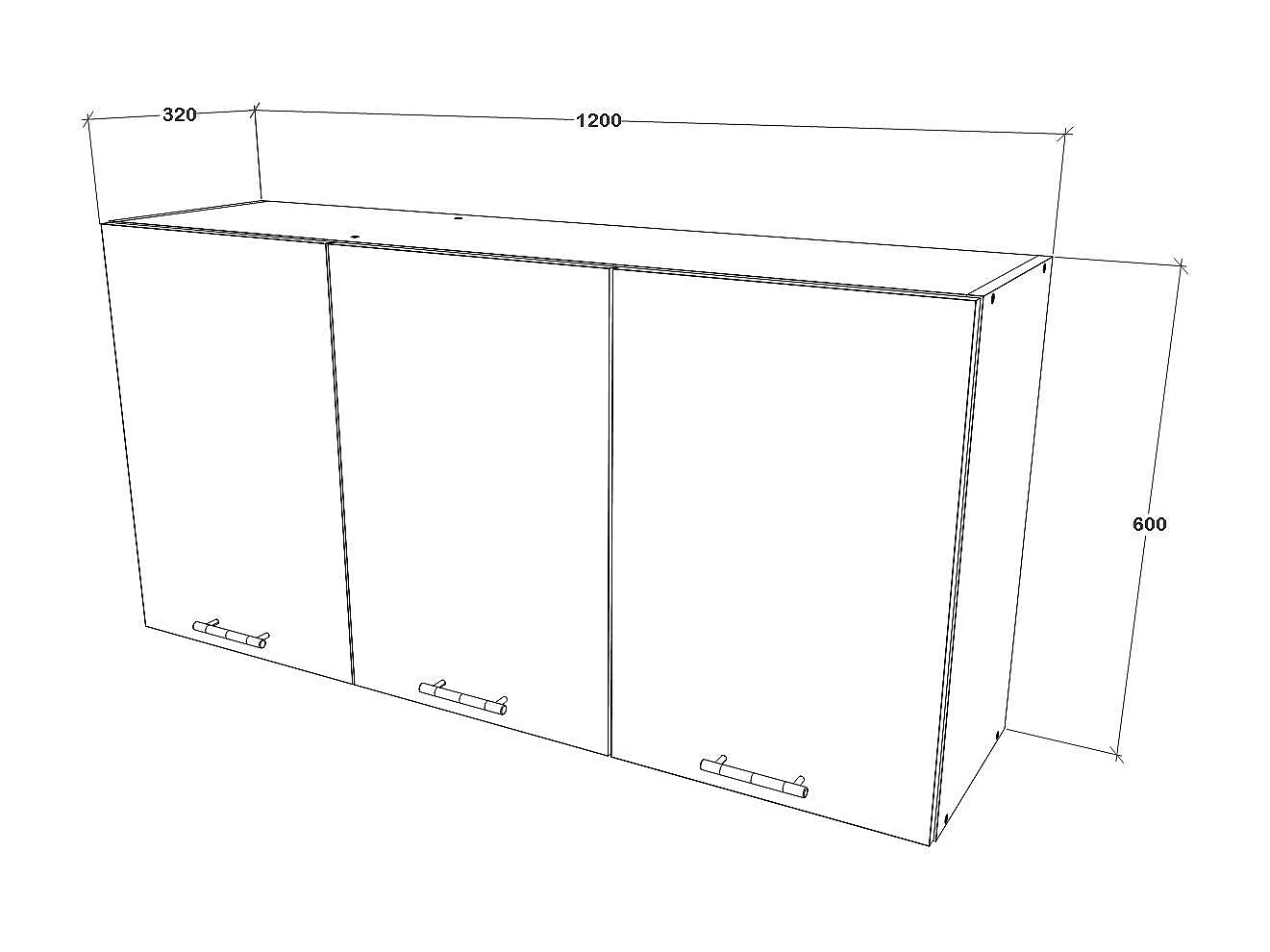 Oberschrank Ebru, 3 Türen, Weiß, 120 x 30 x 60 cm