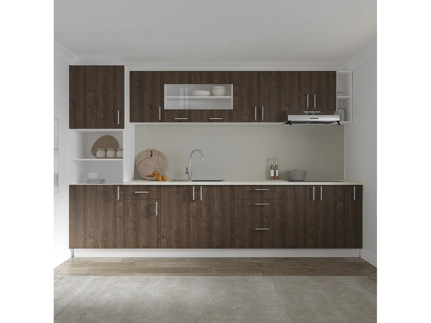 Meuble bas haaus Karo, 1 tiroir, 1 porte, Chêne Bronze/Blanc, 40 x 50 x 80 cm