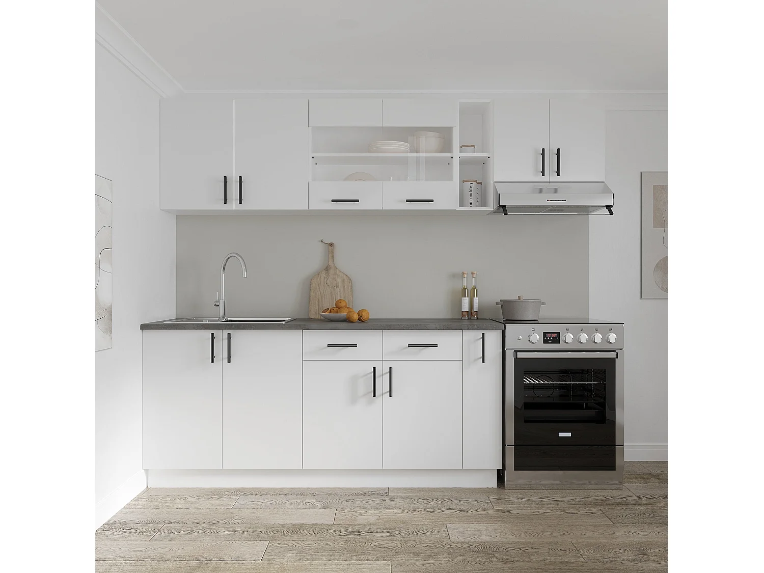 Mobile base haaus Karo, 2 cassetti, 2 ante, Bianco, 80 x 50 x 80 cm