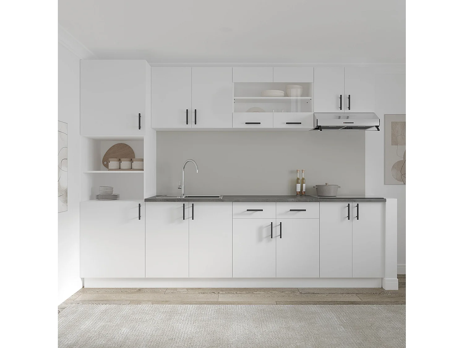 Mobile base haaus Karo, 2 cassetti, 2 ante, Bianco, 80 x 50 x 80 cm