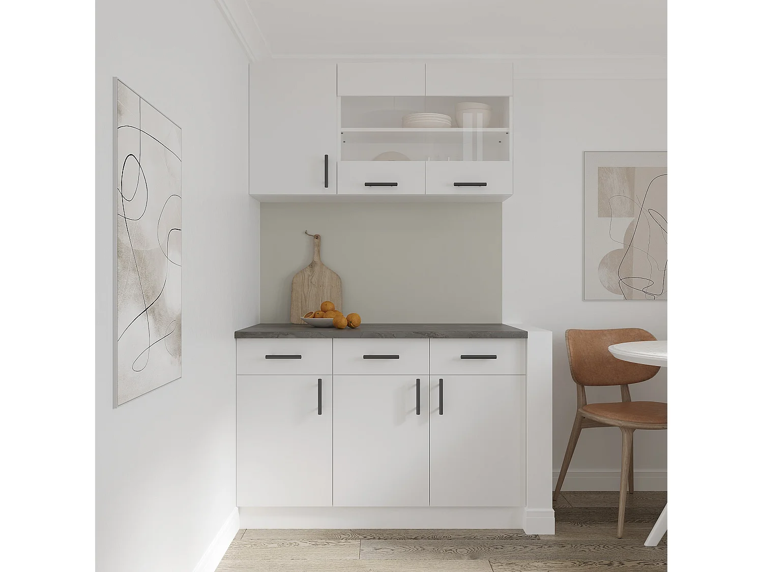 Meuble bas haaus Karo, 2 tiroirs, 2 portes, Blanc, 80 x 50 x 80 cm