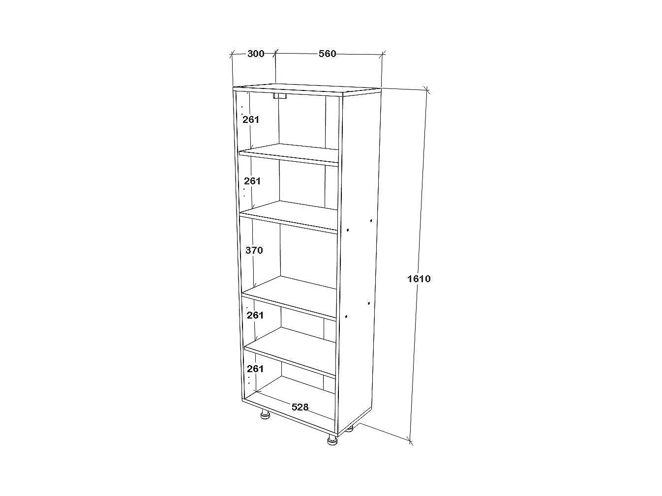 Keukenkast Arno, 4 Deuren, Wit, 56 x 30 x 161 cm