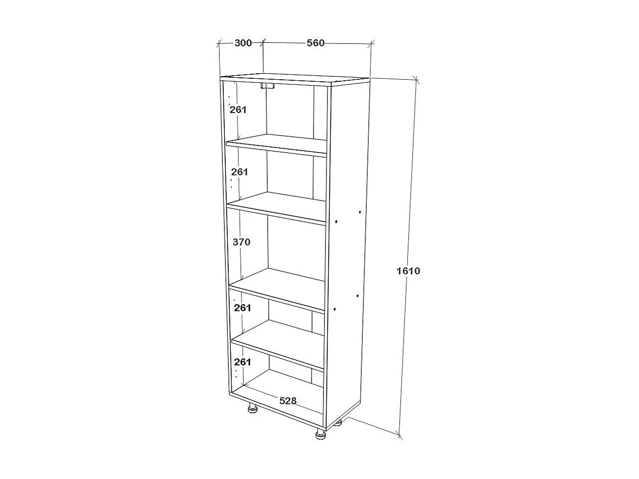 Keukenkast Arno, 4 Deuren, Wit, 56 x 30 x 161 cm