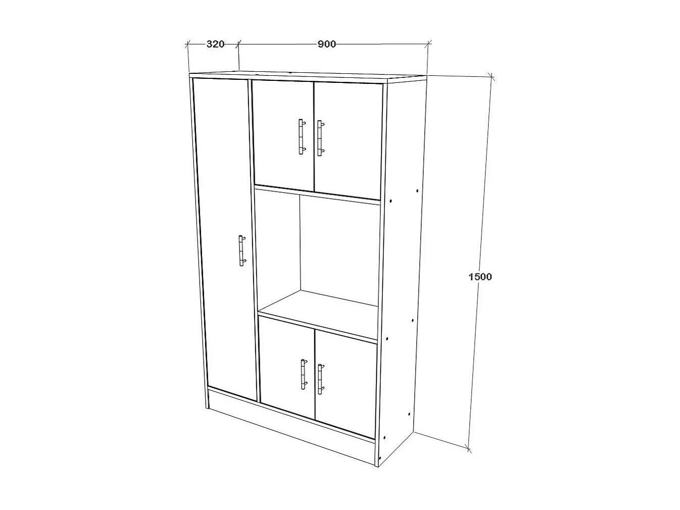 Mueble de cocina haaus Arno, 5 puertas, blanco, 90 x 32 x 150 cm
