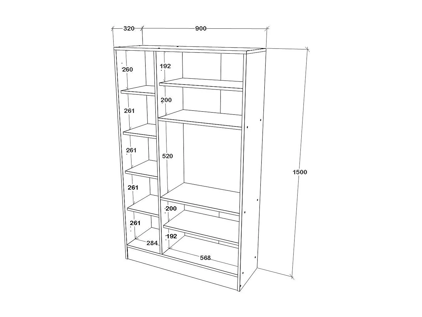 Mueble de cocina haaus Arno, 5 puertas, blanco, 90 x 32 x 150 cm