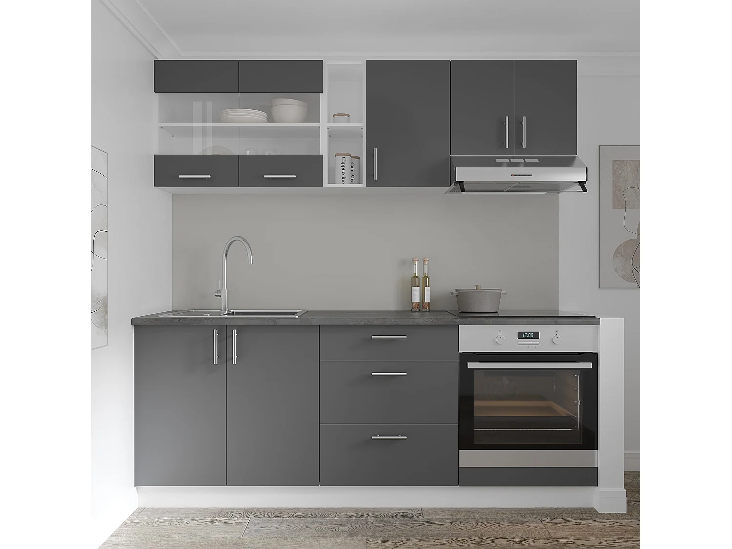 Meuble bas haaus Karo, 3 tiroirs, Anthracite/Blanc, 60 x 50 x 80 cm