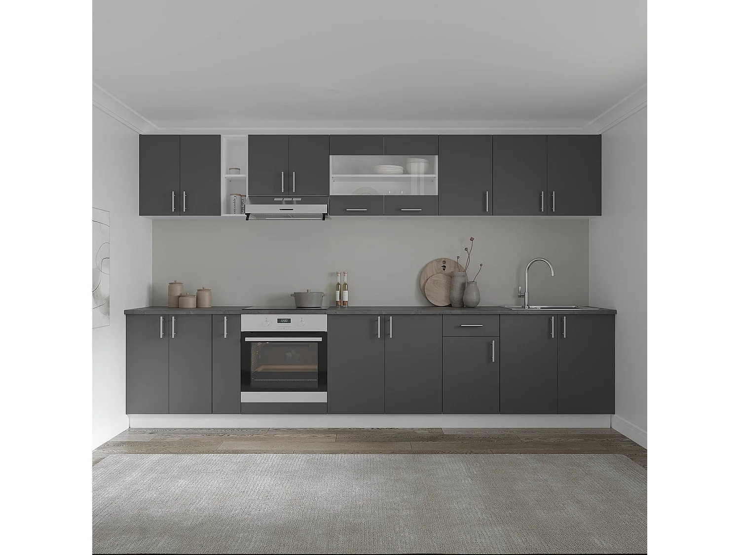 Meuble bas haaus Karo, 3 tiroirs, Anthracite/Blanc, 60 x 50 x 80 cm