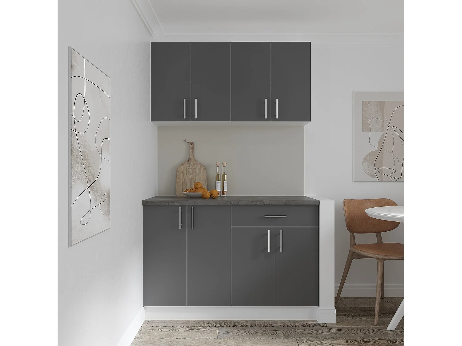 Oberschrank Karo, 2 Türen, Anthrazit/Weiß, 60 x 30 x 60 cm