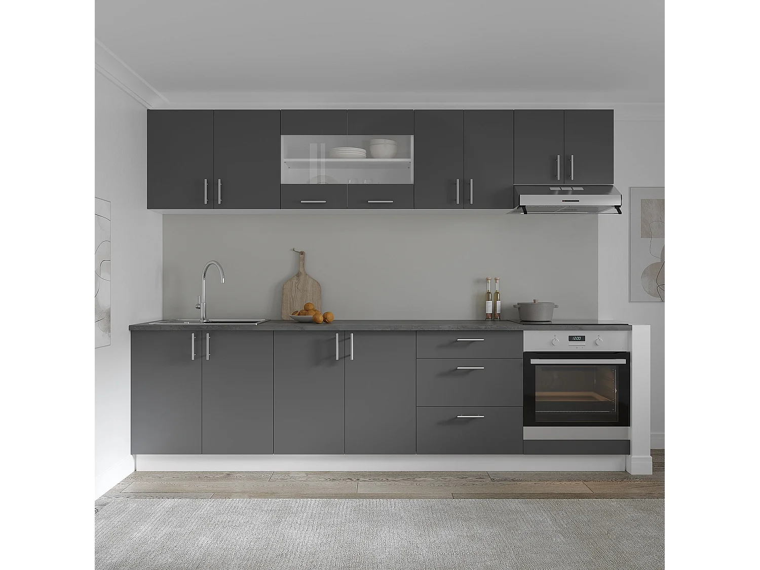 Oberschrank Karo, 2 Türen, Anthrazit/Weiß, 60 x 30 x 60 cm