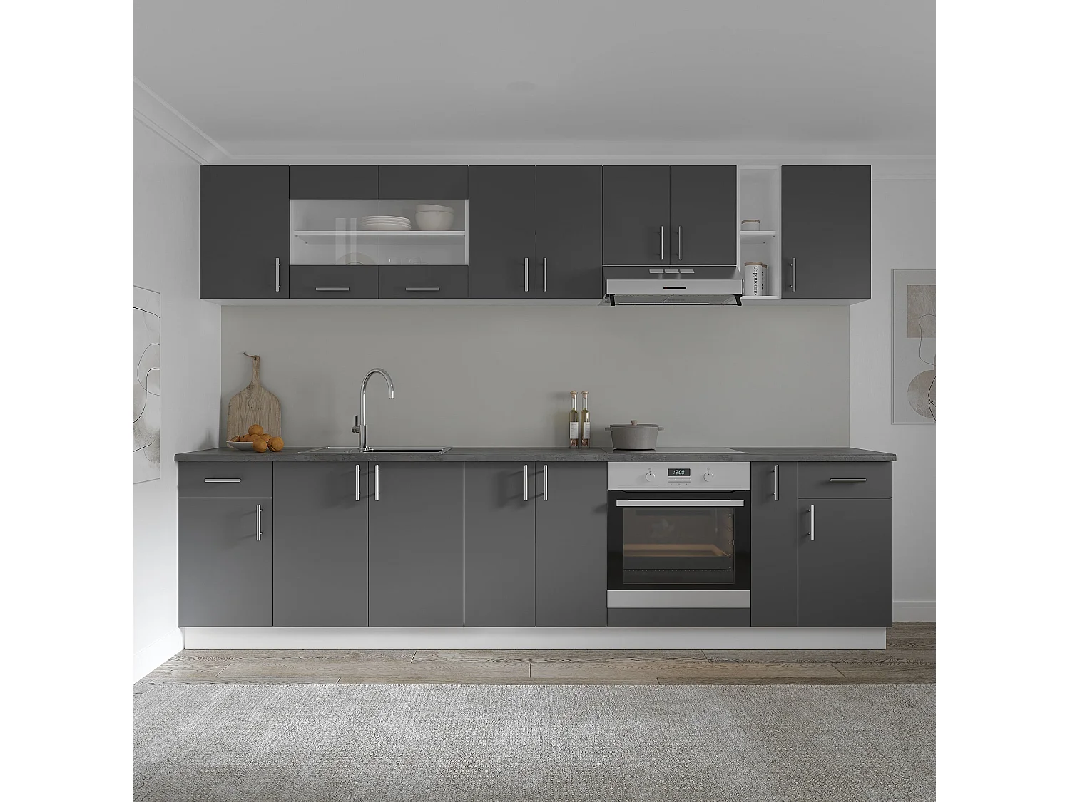 Oberschrank Karo, 2 Türen, Anthrazit/Weiß, 60 x 30 x 60 cm