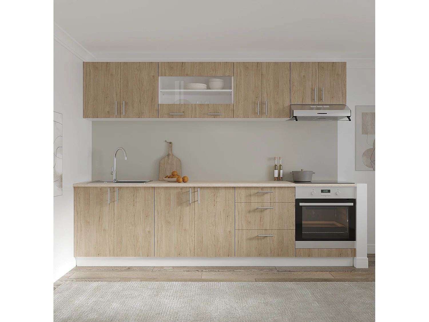 Karo haaus armario bajo, 3 cajones, Madera natural/Blanco, 60 x 50 x 80 cm