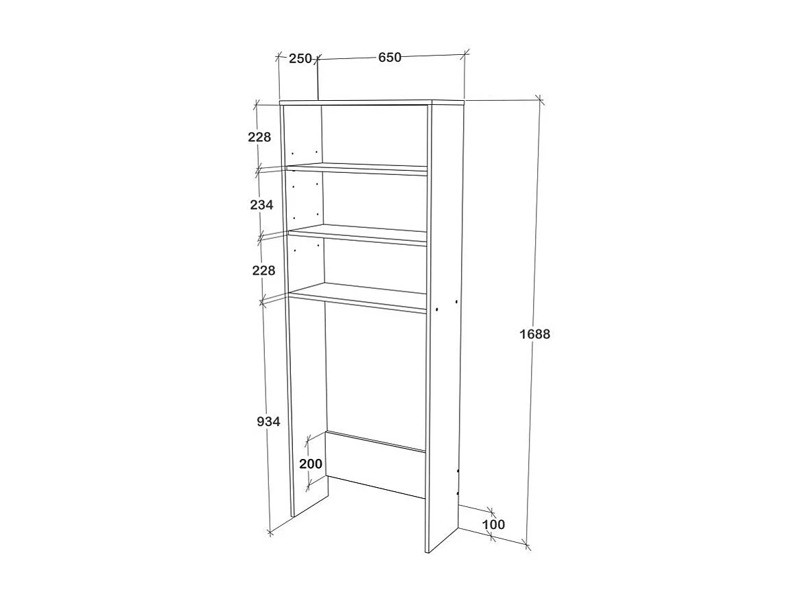 Suporte para máquina de lavar roupa haaus Fyn, branco, 65 x 25 x 170 cm
