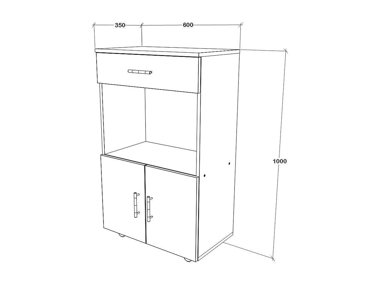 Mueble móvil de cocina haaus  Arno, 1 cajón, 2 puertas, blanco, 60 x 35 x 100 cm