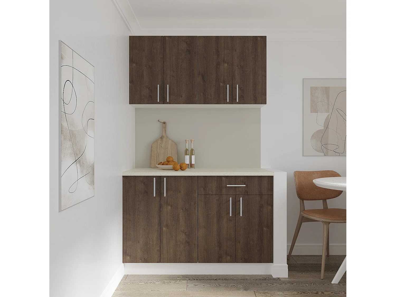 Unterschrank Karo, 1 Schublade, 2 Türen, Eiche Bronze/Weiß, 60 x 50 x 80 cm
