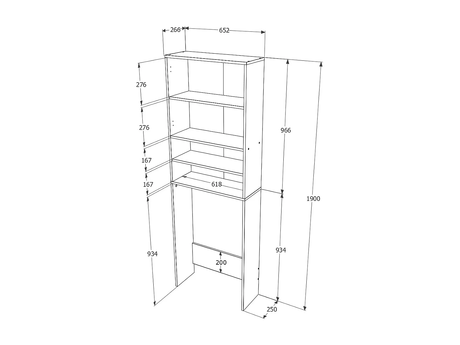 Mobile per lavatrice haaus Fyn, Rovere Sonoma/Bianco, 65 x 27 x 190 cm