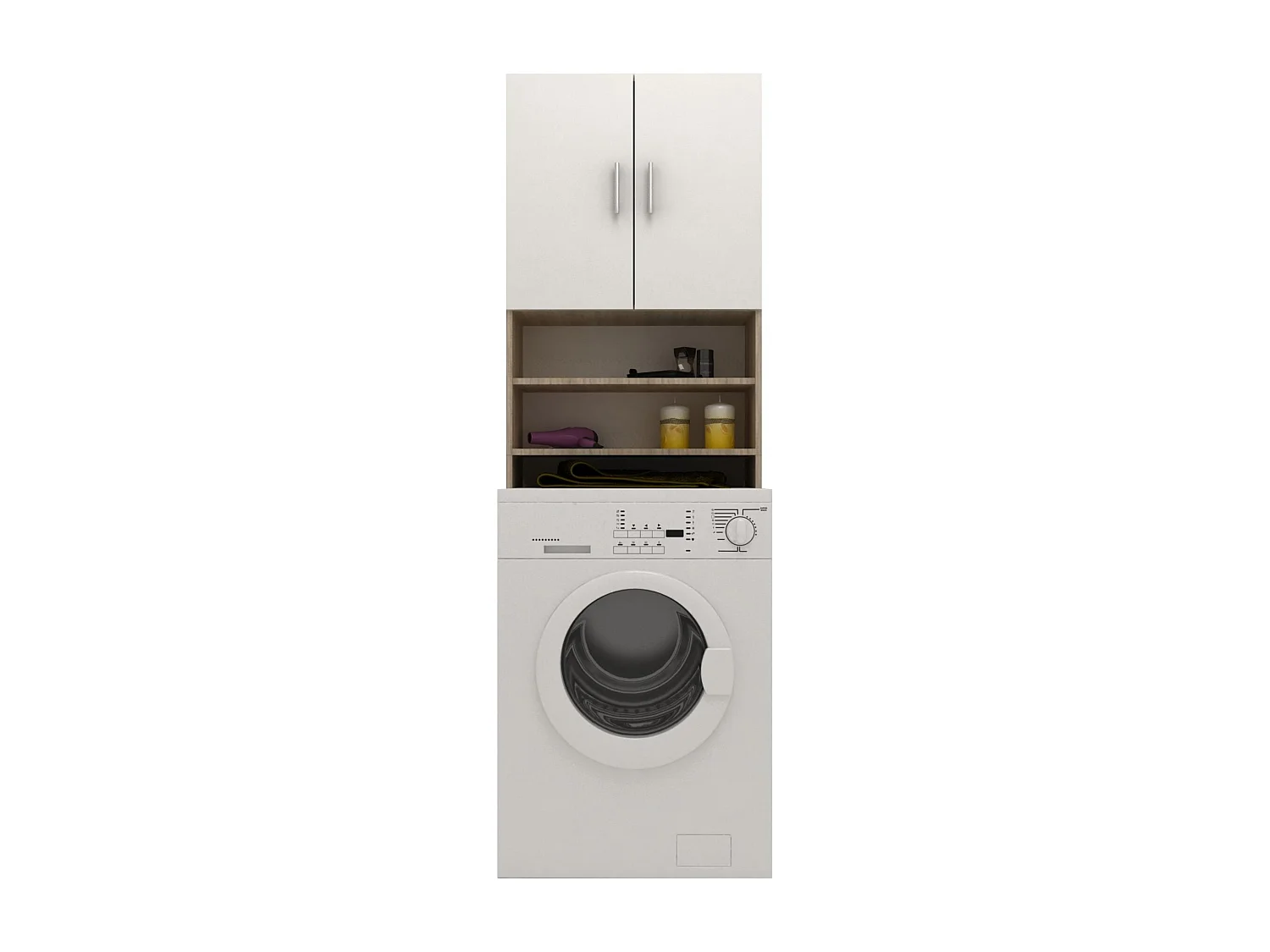 Waschmaschinen-Schrank Fyn, Eiche Sonoma/Weiß, 65 x 27 x 190 cm