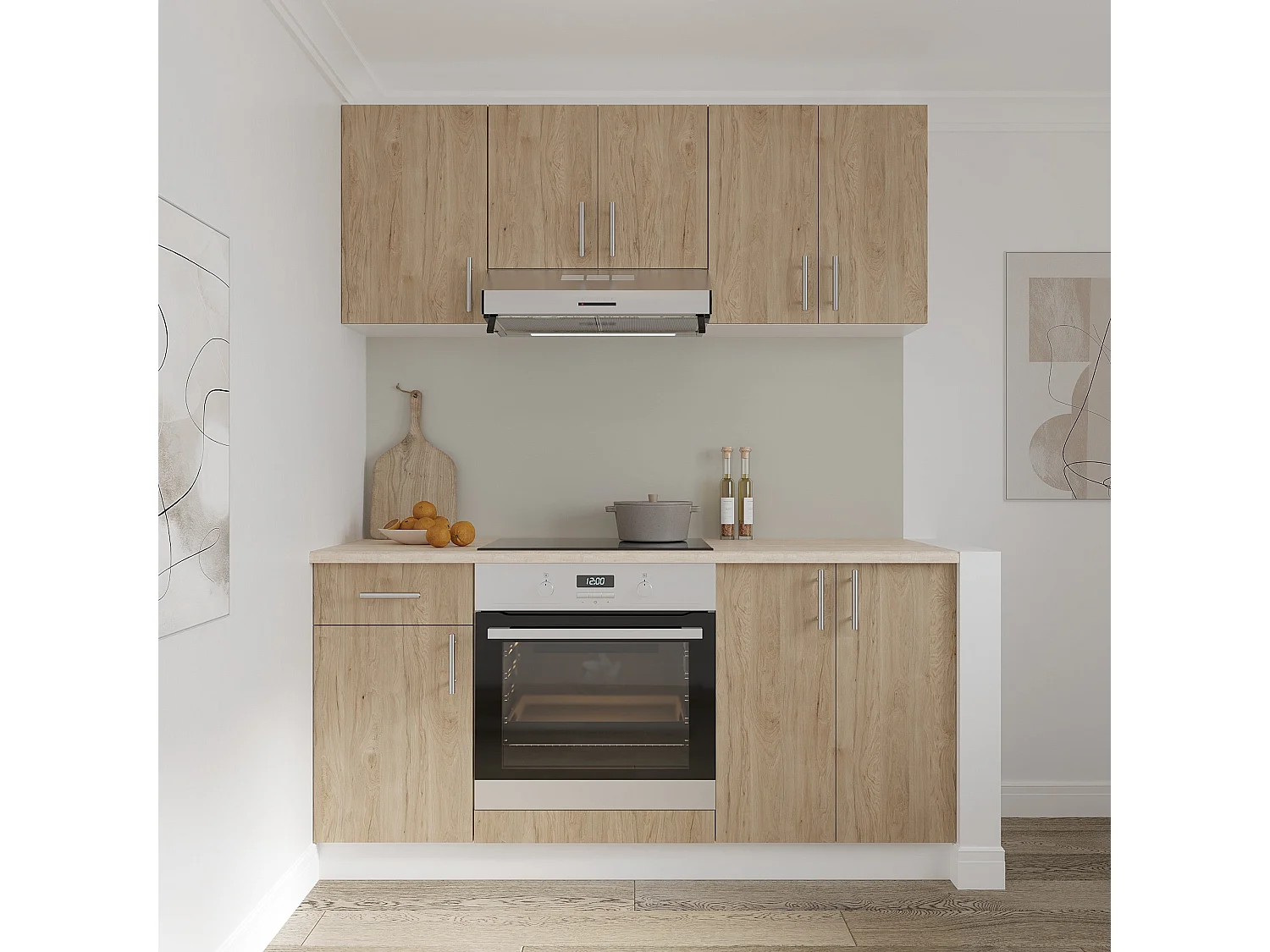 Karo haaus armario bajo, 1 cajón, 1 puerta, Madera natural/Blanco, 40 x 50 x 80 cm