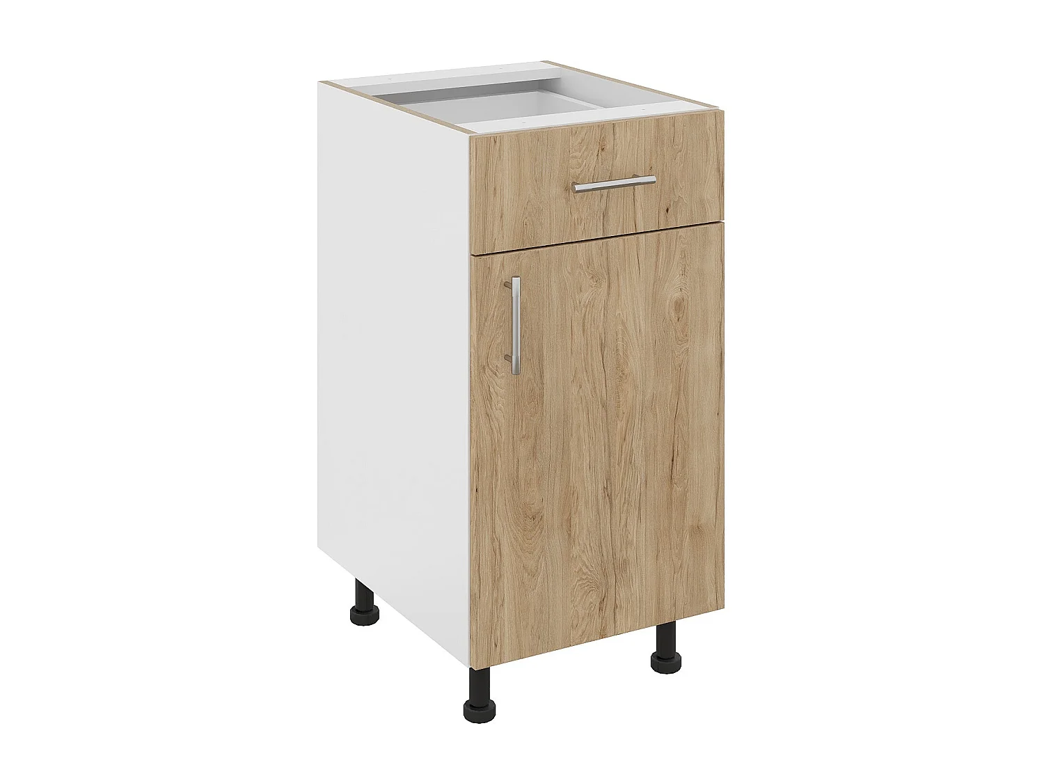 Unterschrank Karo, 1 Schublade, 1 Tür, Naturholz/Weiß, 40 x 50 x 80 cm