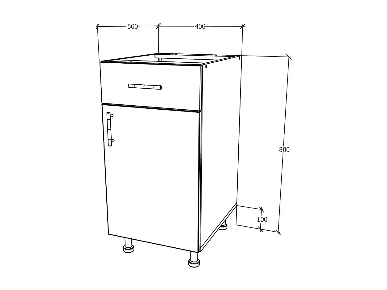 Mueble bajo haaus Karo, 1 cajón, 1 puerta, Roble Dark Sonoma/Blanco, 40 x 50 x 80 cm