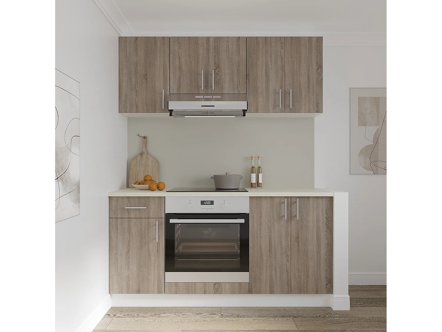 Mueble bajo haaus Karo, 1 cajón, 1 puerta, Roble Dark Sonoma/Blanco, 40 x 50 x 80 cm