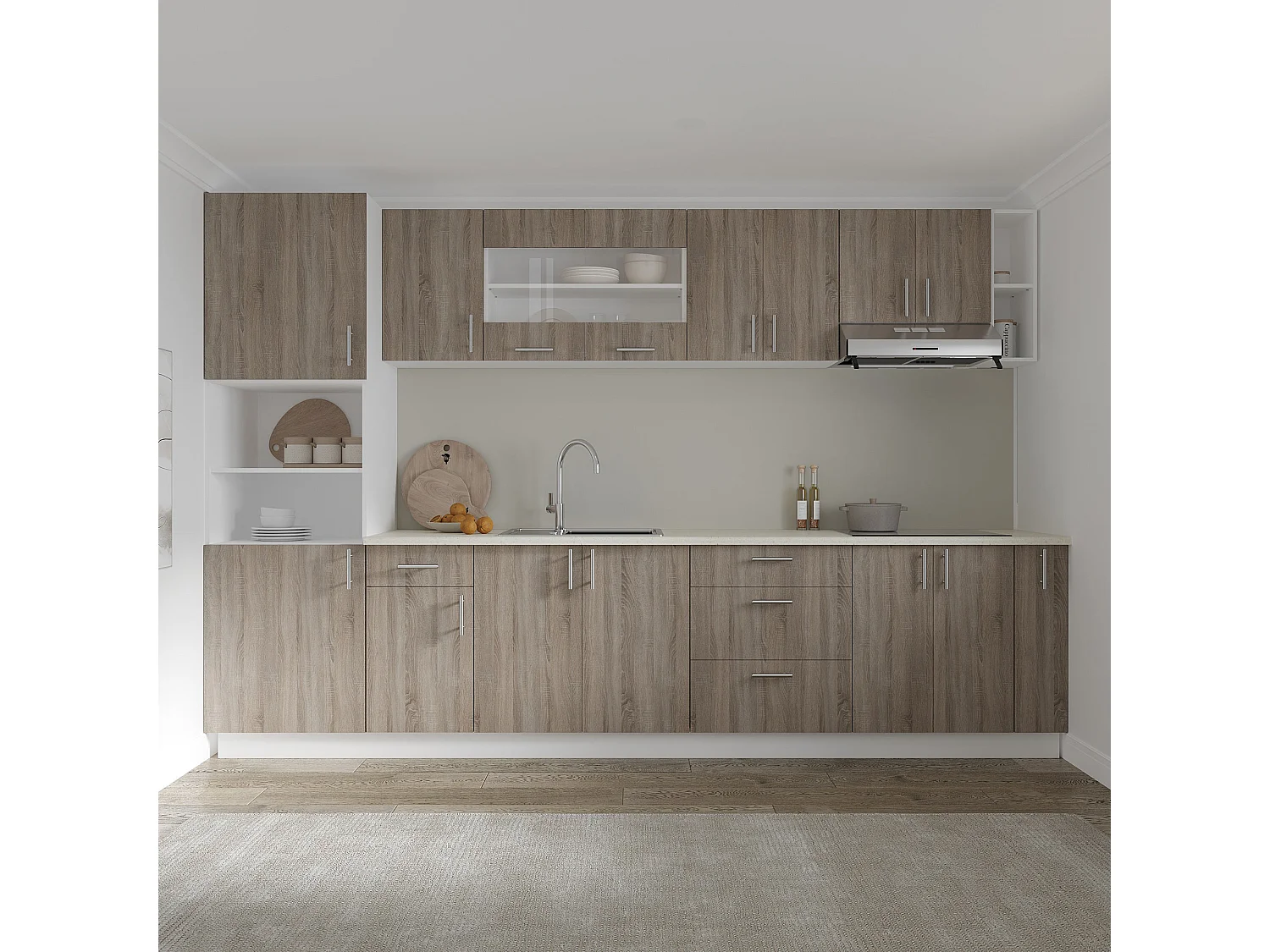 Mueble bajo haaus Karo, 1 cajón, 1 puerta, Roble Dark Sonoma/Blanco, 40 x 50 x 80 cm