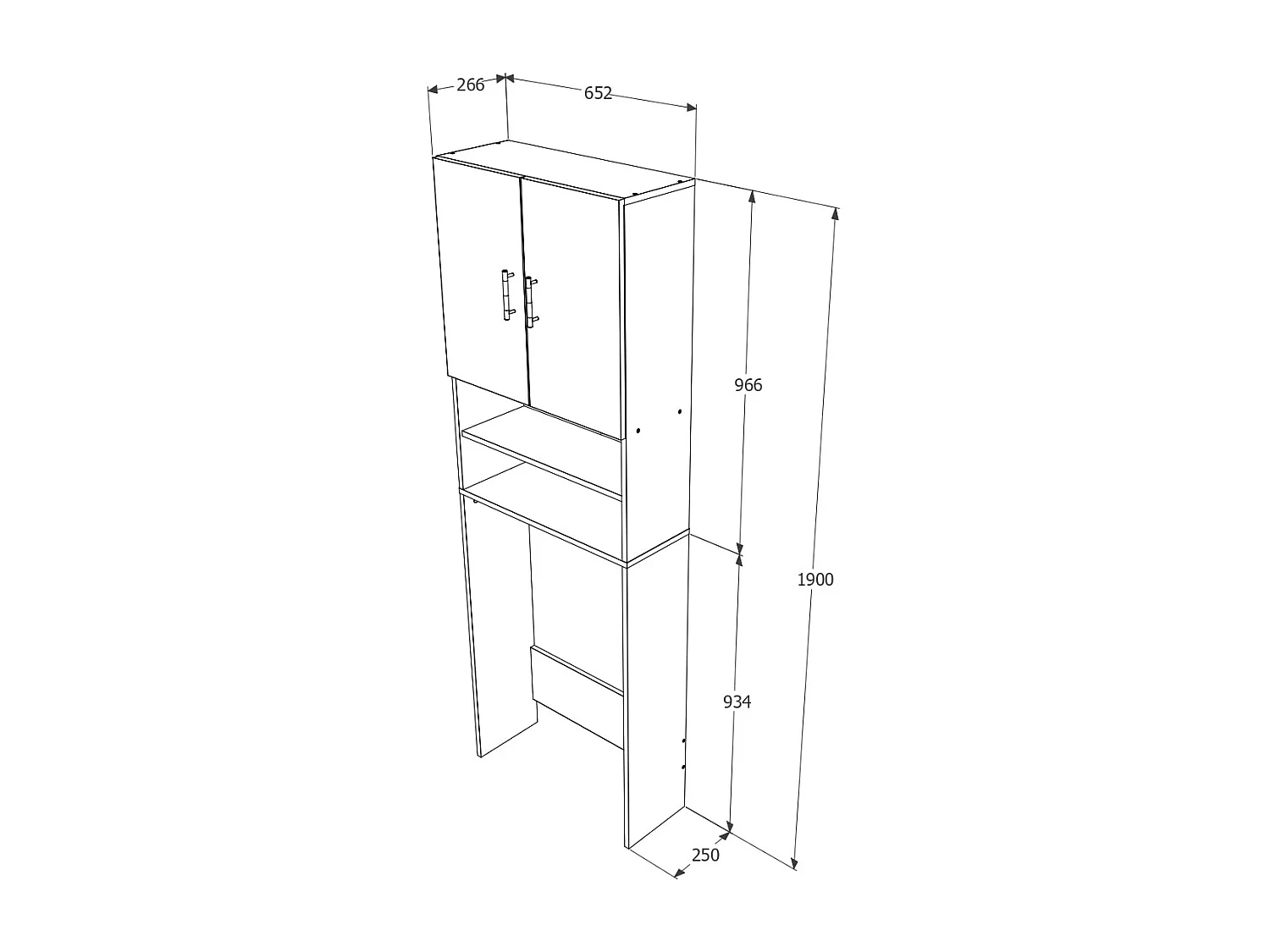 Armário para máquina de lavar roupa haaus Fyn, branco, 65 x 27 x 190 cm