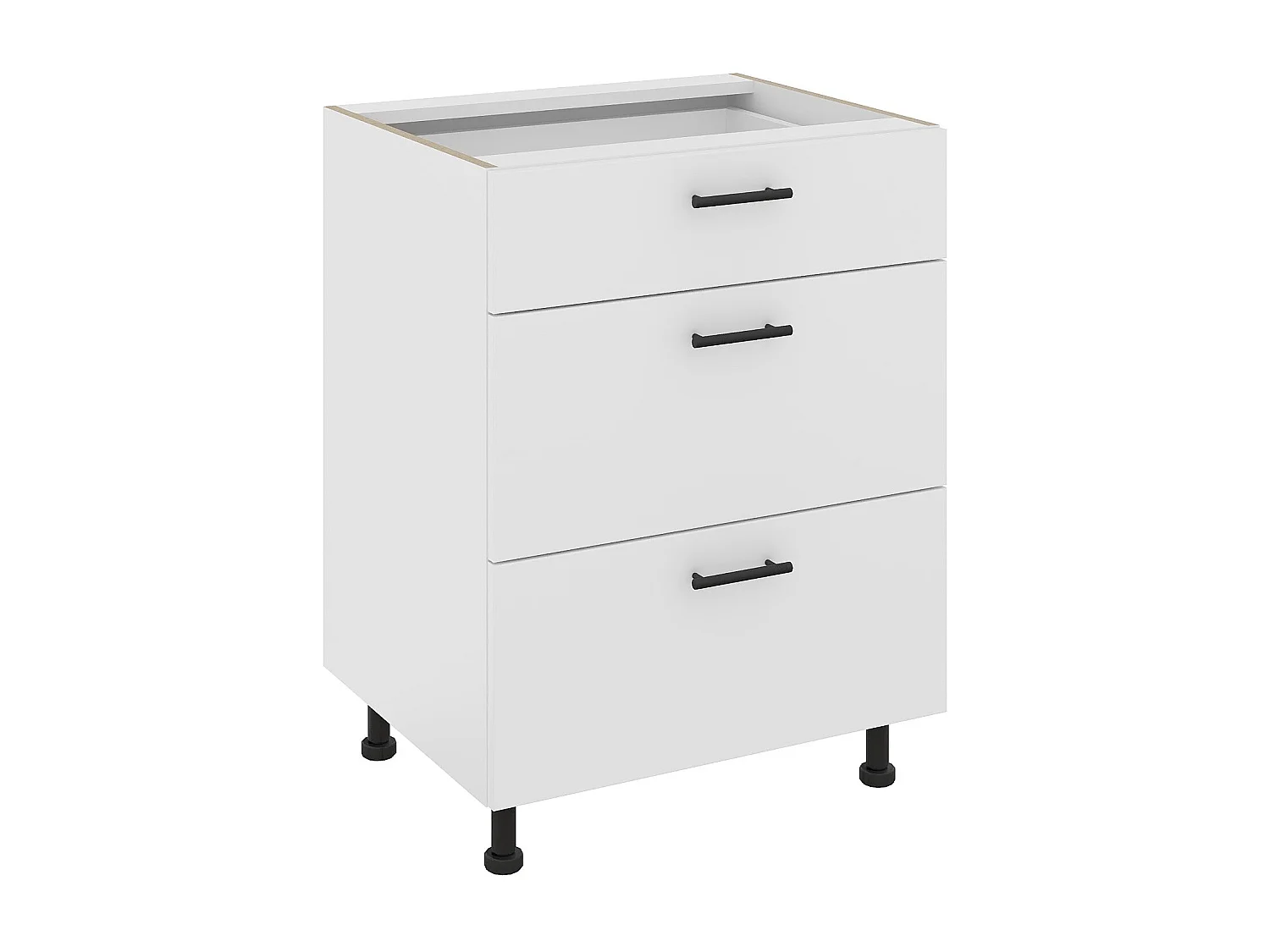 Mobile base Karo haaus, 3 cassetti, Bianco, 60 x 50 x 80 cm