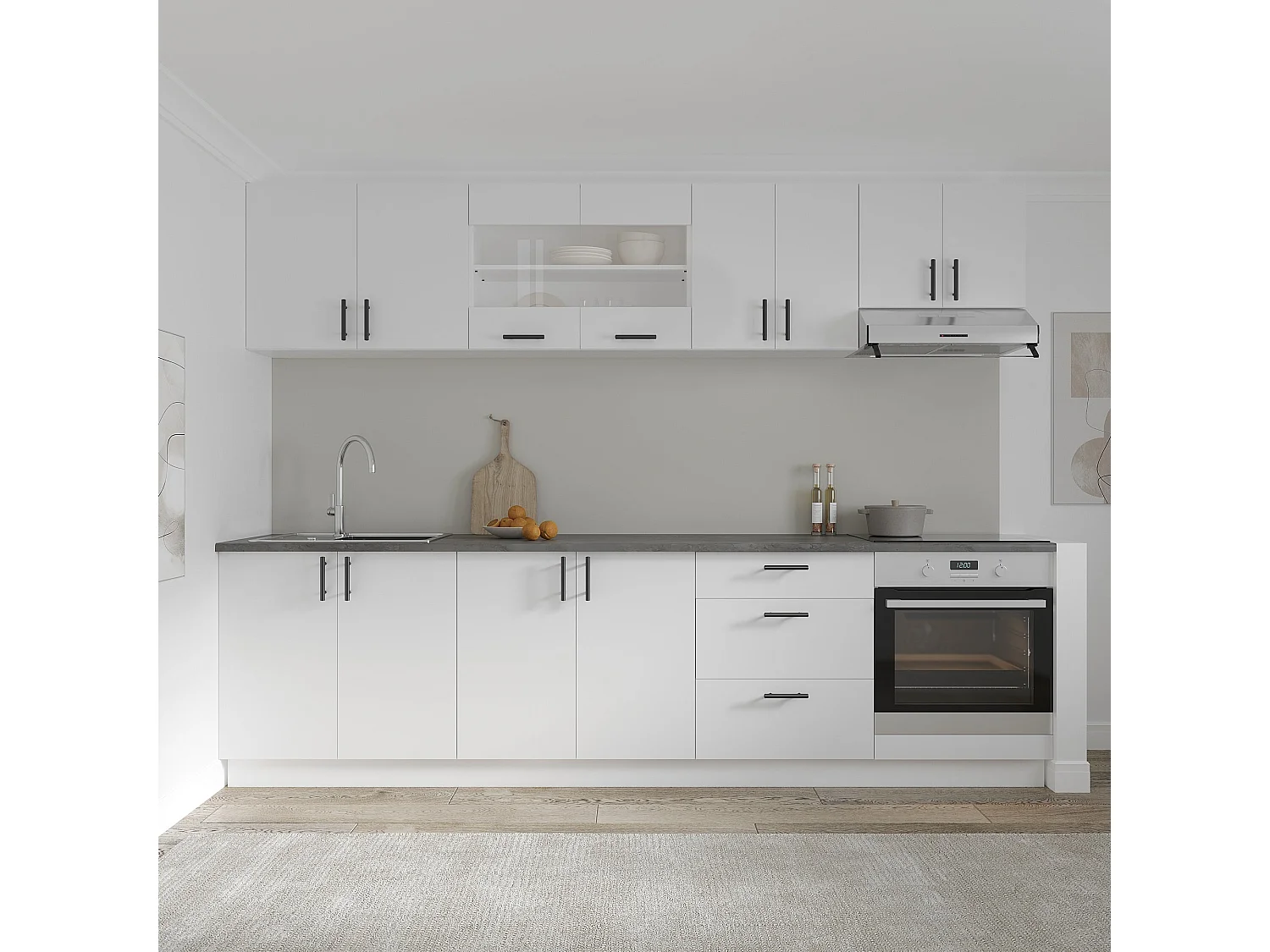 Mobile base Karo haaus, 3 cassetti, Bianco, 60 x 50 x 80 cm