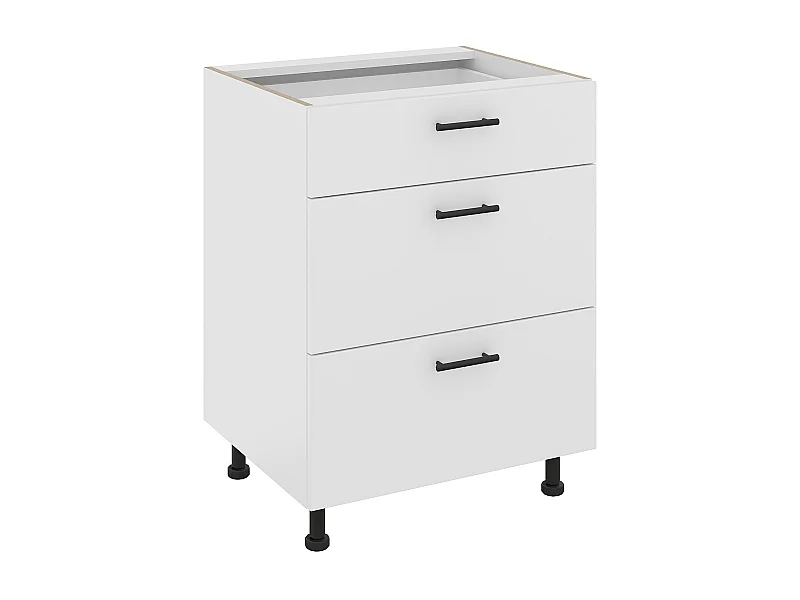 Mobile base Karo haaus, 3 cassetti, Bianco, 60 x 50 x 80 cm