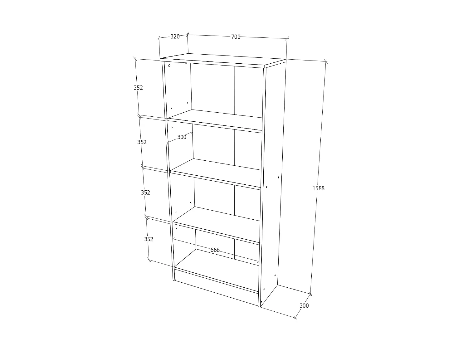 Bibliothèque haaus Flint, 3 étagères, Chêne Sonoma, 70 x 32 x 159 cm