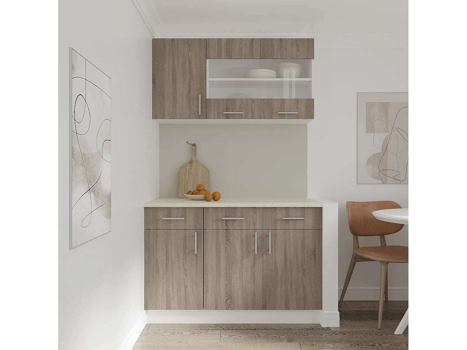 Meuble bas haaus Karo, 2 tiroirs, 2 portes, Chêne Sonoma foncé/Blanc, 80 x 50 x 80 cm