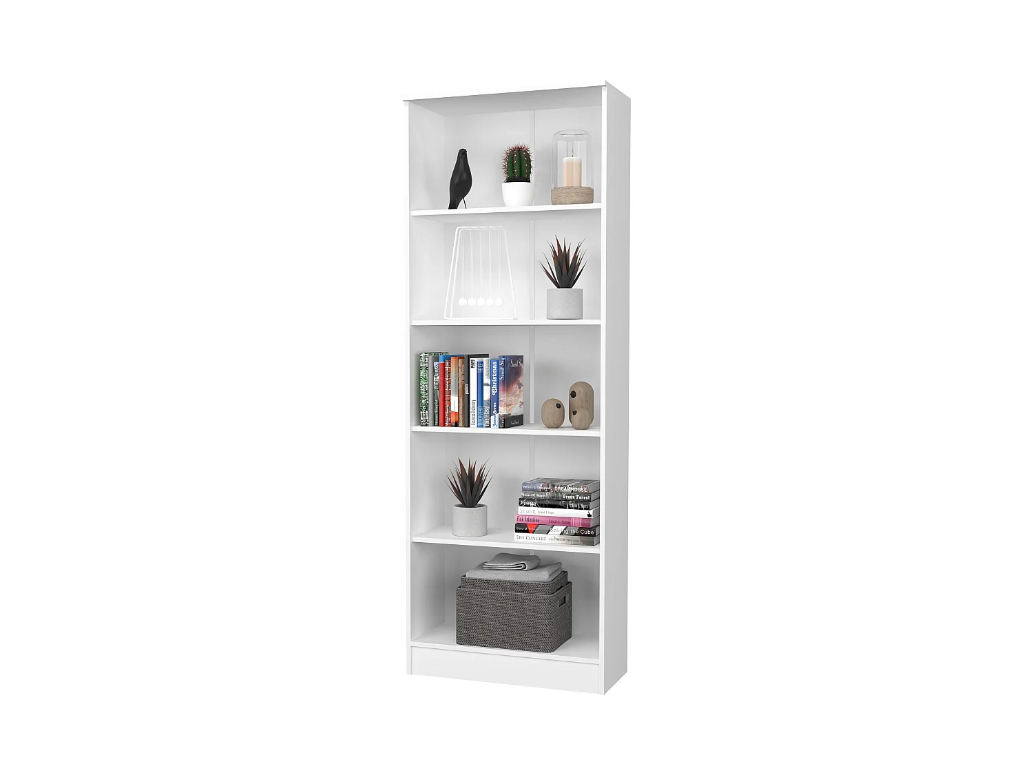 Bibliothèque haaus Flint, 4 étagères, Blanc, 70 x 32 x 196 cm