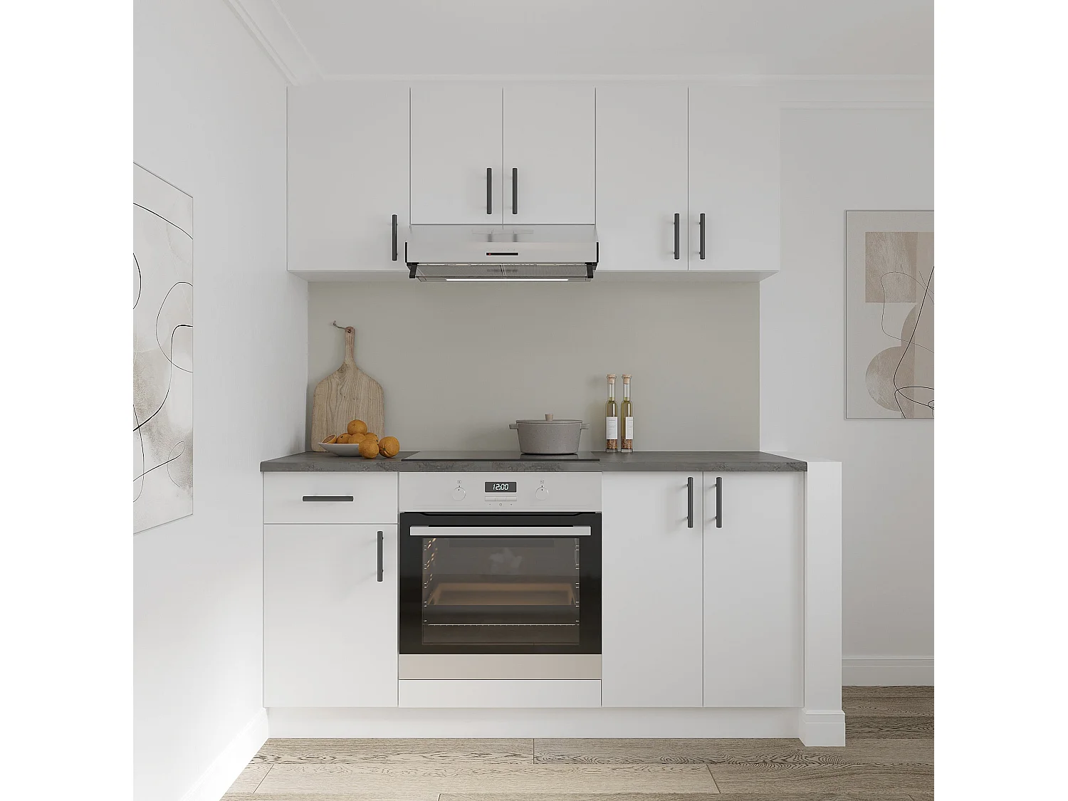 Meuble bas haaus Karo, 1 tiroir, 1 porte, Blanc, 40 x 50 x 80 cm