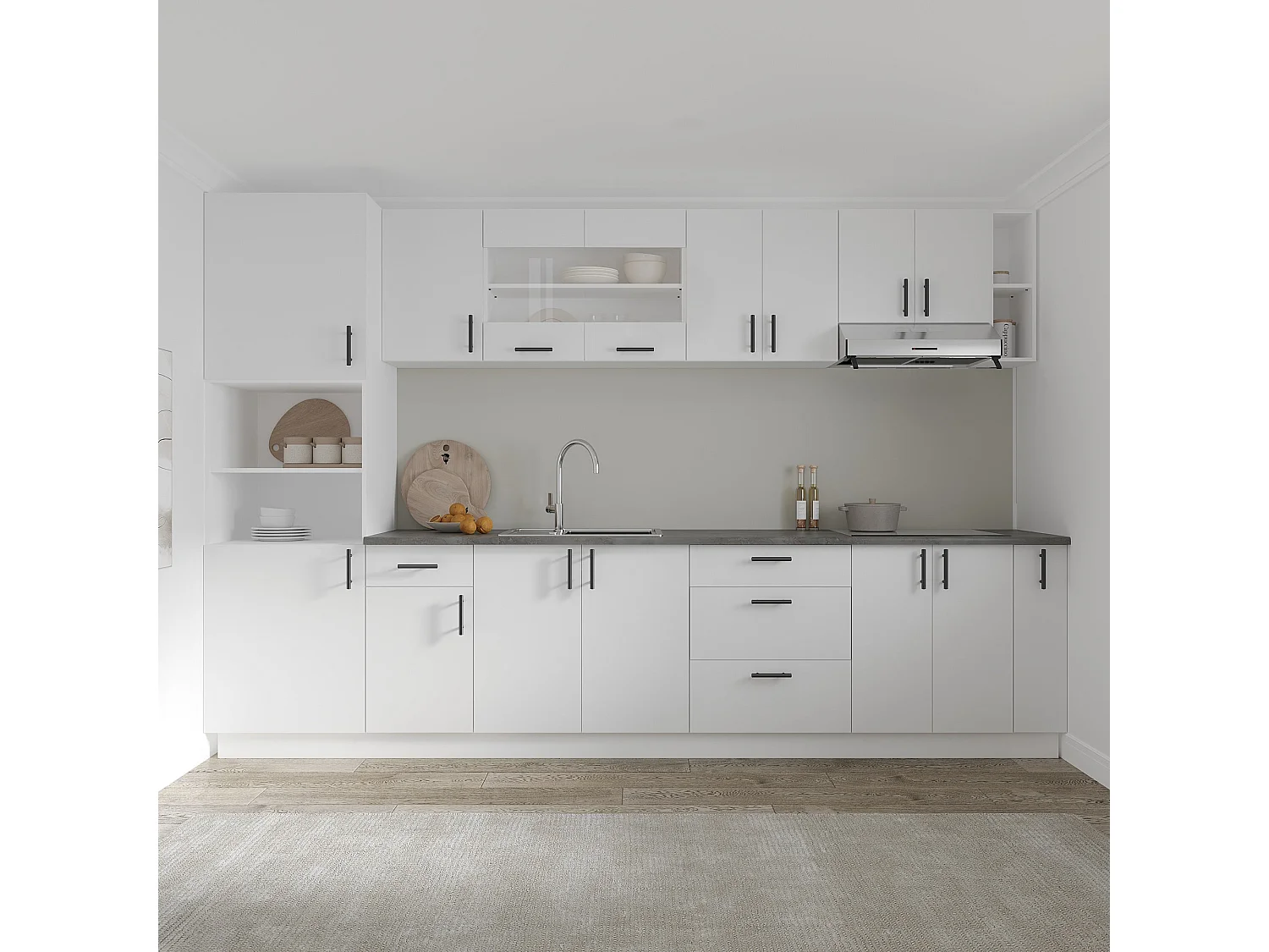Meuble bas haaus Karo, 1 tiroir, 1 porte, Blanc, 40 x 50 x 80 cm