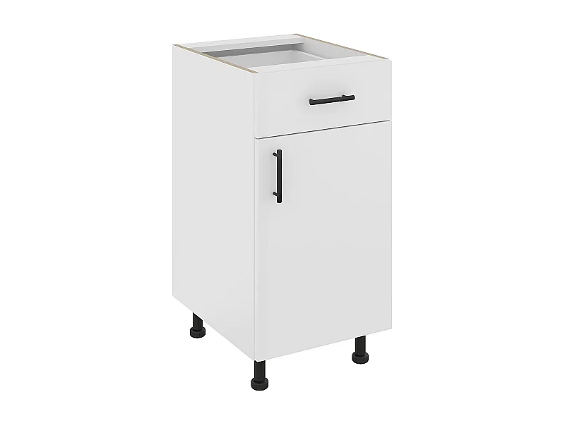 Armário inferior haaus Karo, 1 gaveta, 1 porta, branco, 40 x 50 x 80 cm