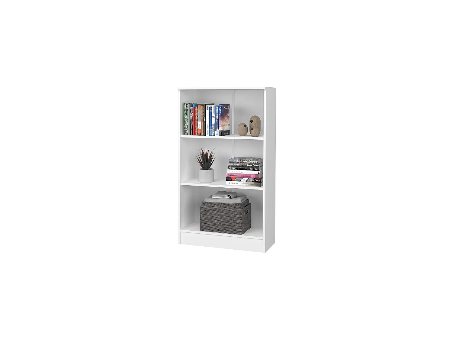 Bibliothèque haaus Flint, 2 étagères, Blanc, 70 x 32 x 122 cm