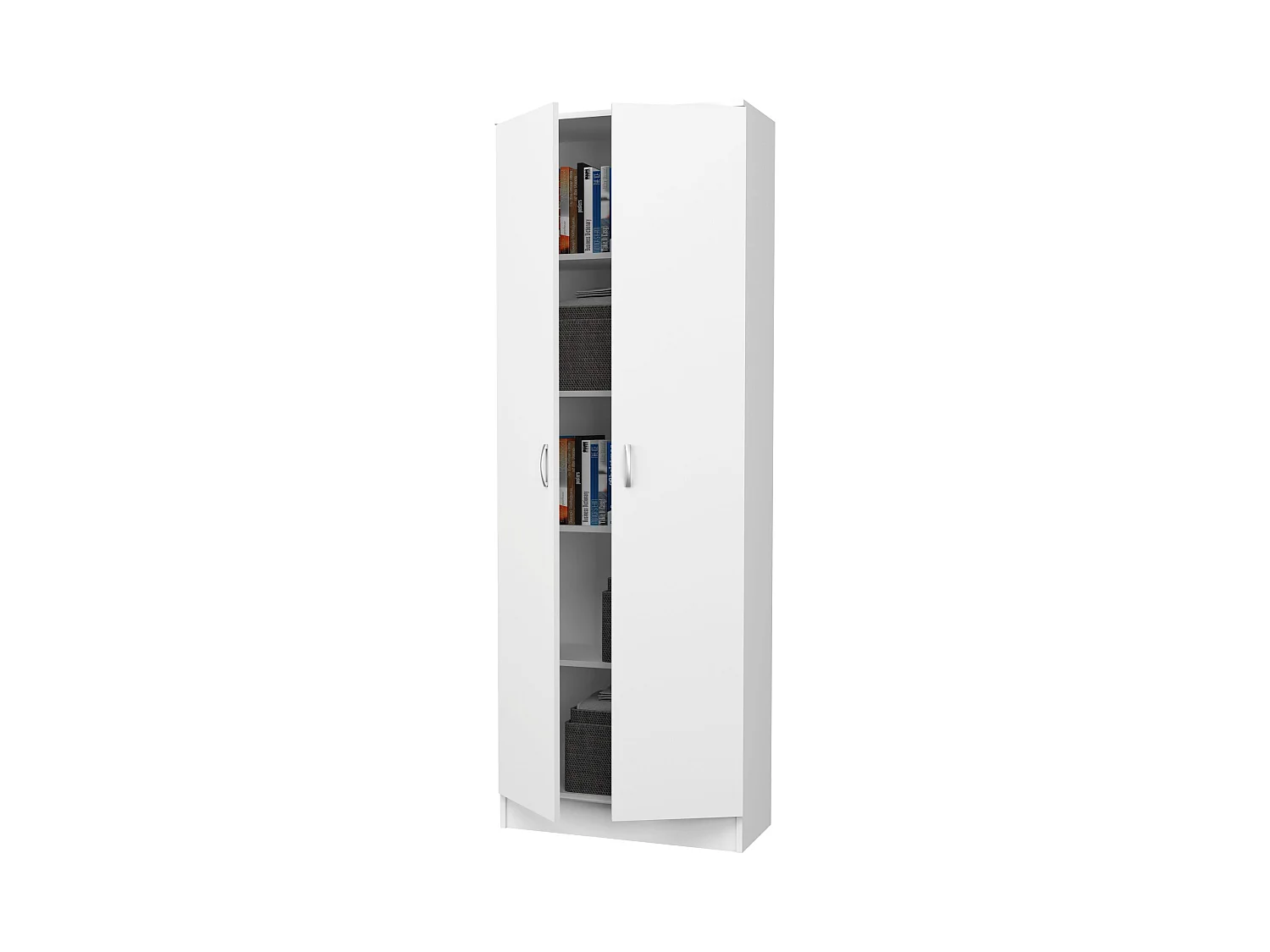 Libreria haaus Flint, 2 ante, Bianco, 70 x 32 x 196 cm