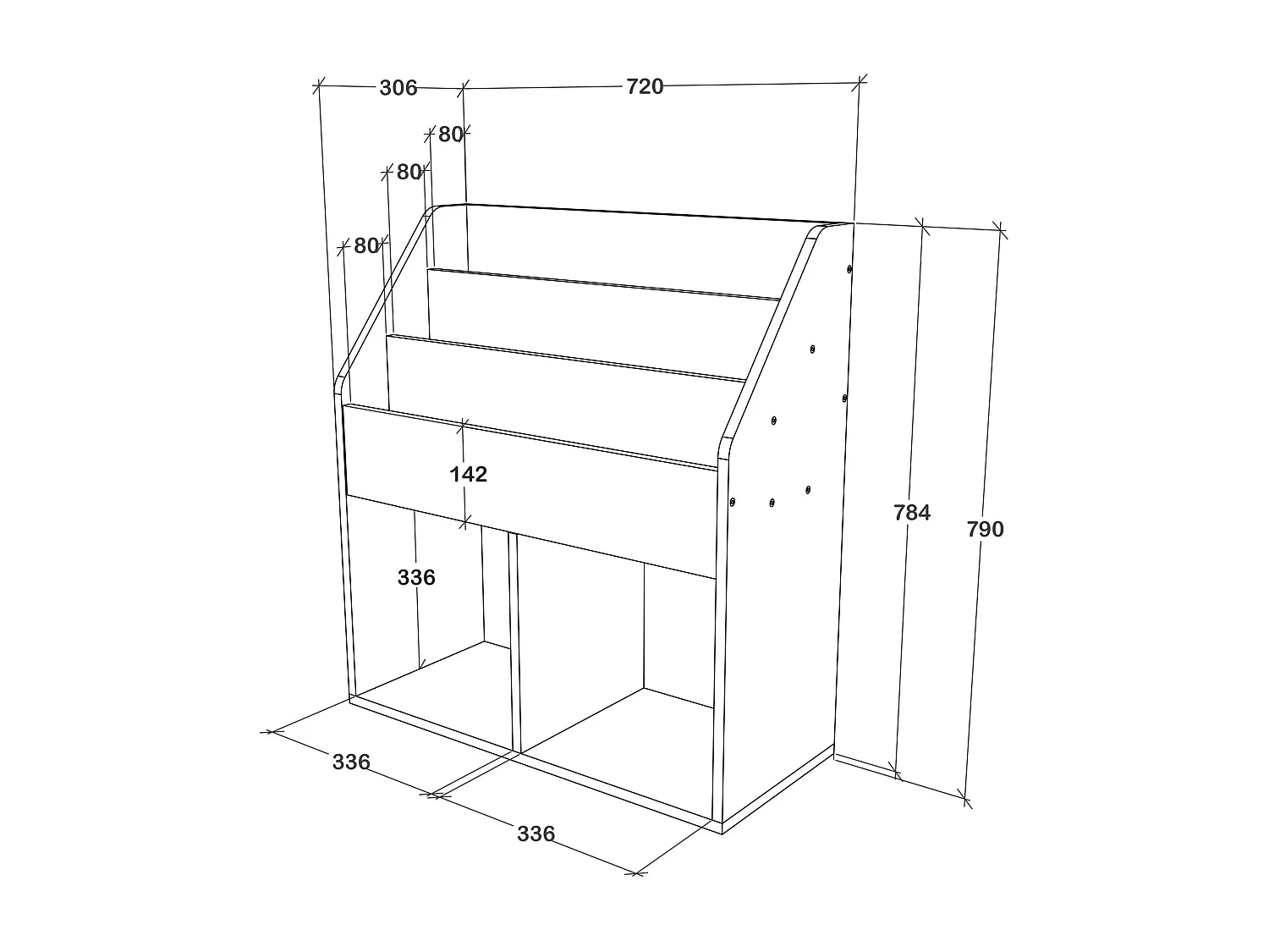 Libreria haaus Flint, 4 ripiani, Bianco, 70 x 32 x 196 cm