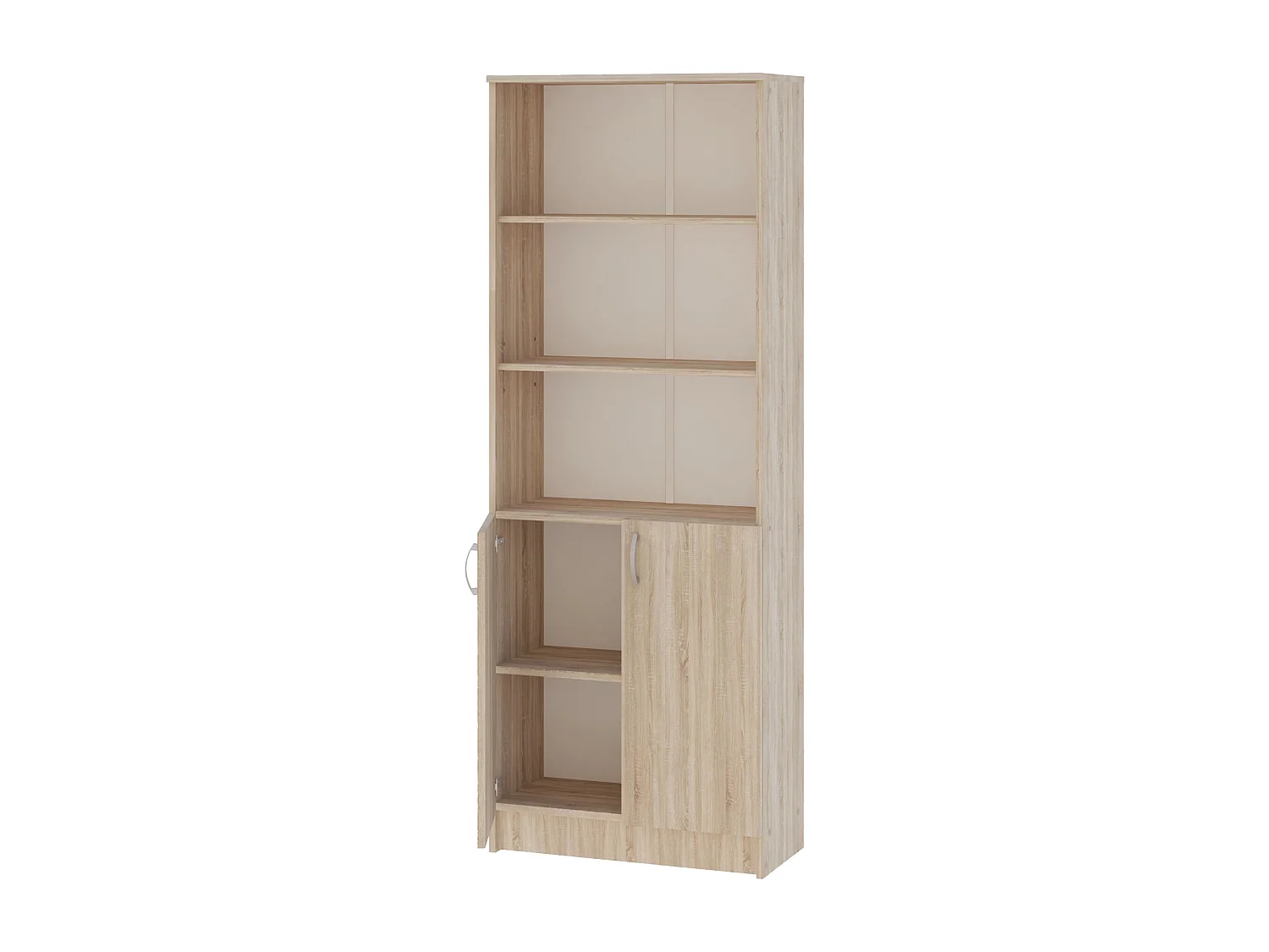 Libreria haaus Flint, con ante inferiori e 2 ripiani, Rovere Sonoma, 70 x 32 x 196 cm