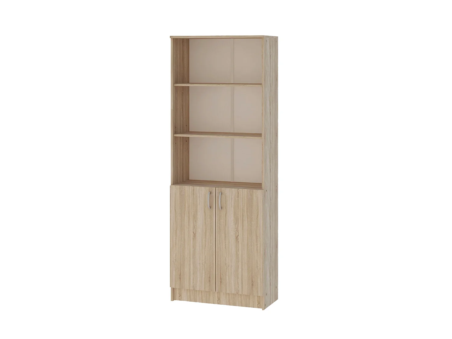 Bibliothèque haaus Flint, avec portes inférieures et 2 étagères, Chêne Sonoma, 70 x 32 x 196 cm