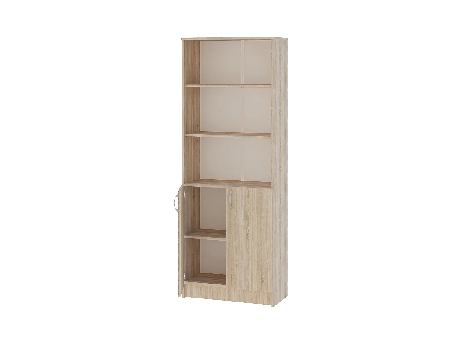 Bibliothèque haaus Flint, avec portes inférieures et 2 étagères, Chêne Sonoma, 70 x 32 x 196 cm