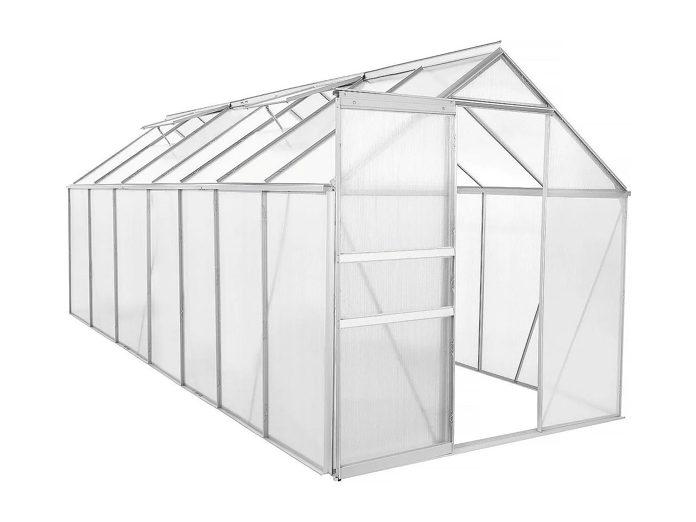 Serre jardin en polycarbonate 430 x 190 x 195 cm "Basilic" - 8,17 m² - Gris
