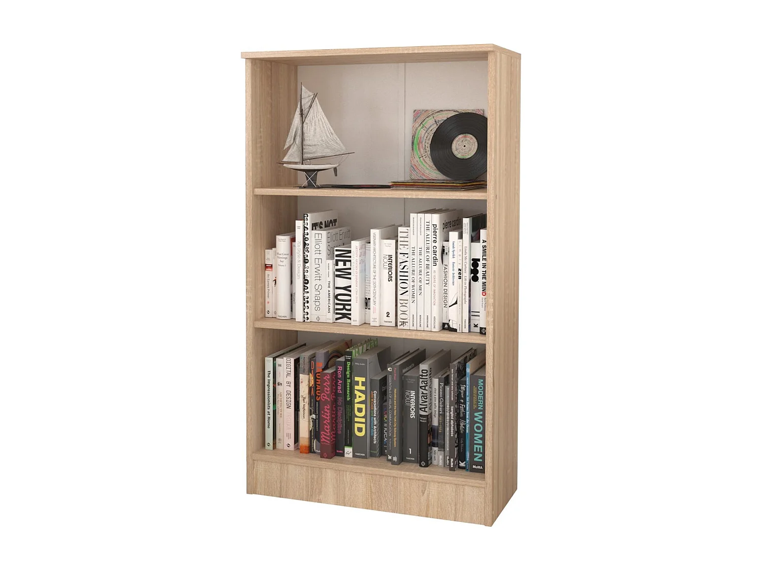 Libreria haaus Flint, con ante inferiori e 1 ripiano, Rovere Sonoma, 70 x 32 x 159 cm