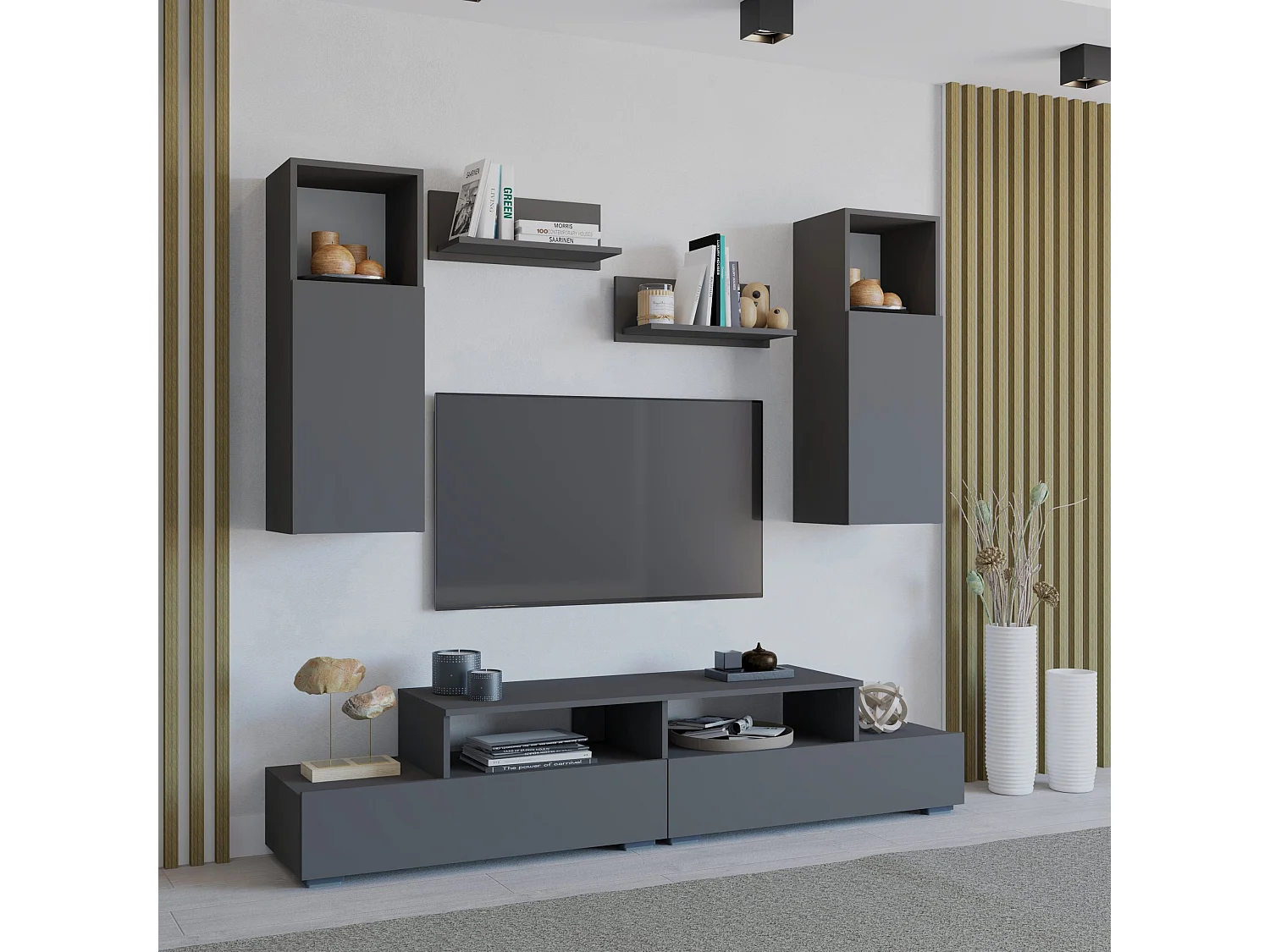 Woonwand Osaka, antraciet, L 190 cm
