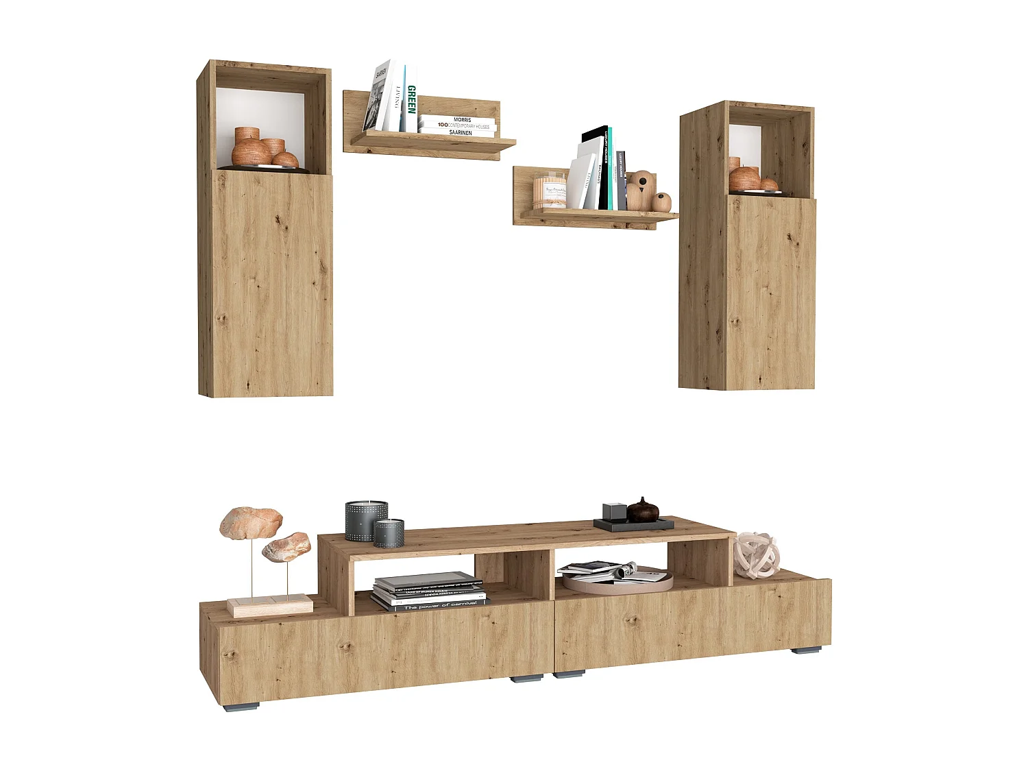 Woonwand Osaka, artisan eiken, L 190 cm