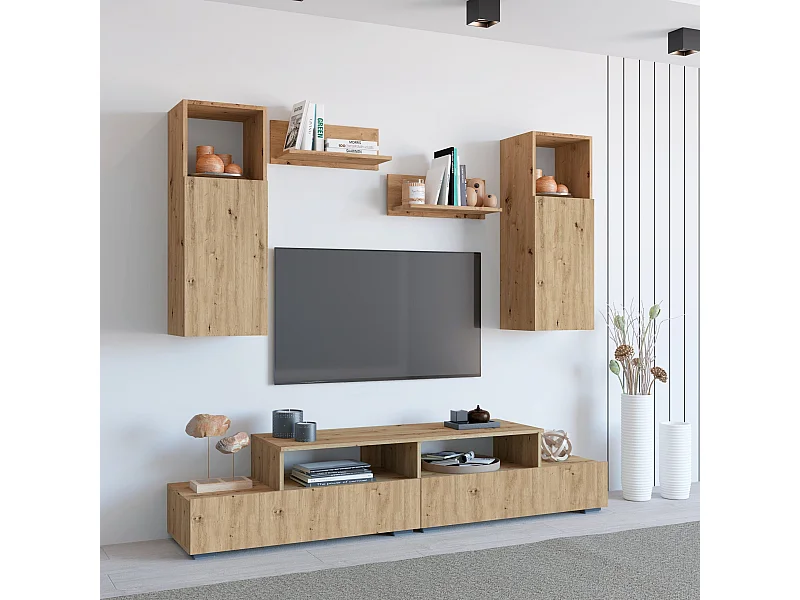 Parete attrezzata haaus Osaka, Mobile da soggiorno, Chêne Artisan, L 190 cm