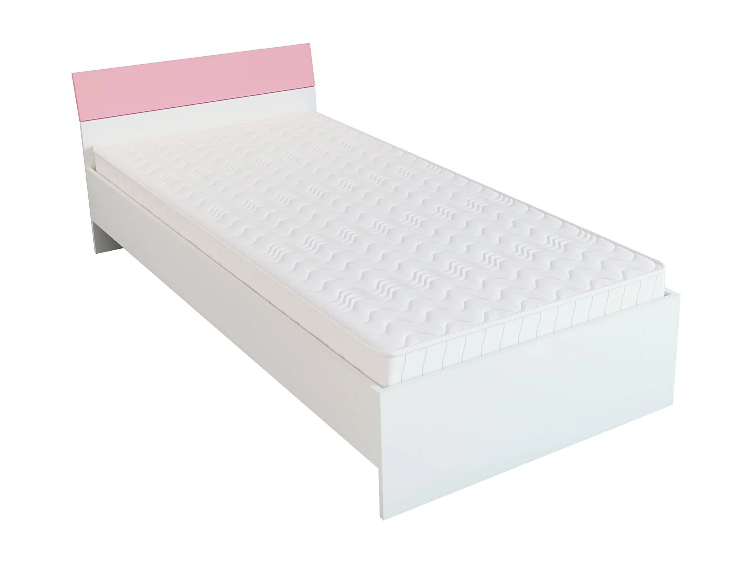 Bed Leco, 200 x 90 cm, schuimmatras inbegrepen, Wit/Rozee